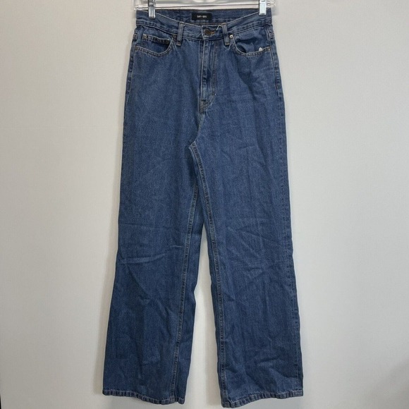 Saint & Sofia Jeans Size 26 Wide Straight Leg Hight Waist Denim Blue Medium Wash - Picture 1 of 9